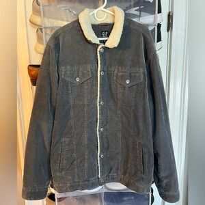 GAP Men's Charcoal Sherpa-Lined Jacket